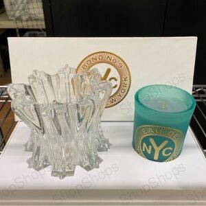 NYC Candle and Holder Set - Clear and Teal